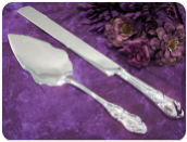 Engraved Wedding Cake Knife And Server Set With Scalloped Design