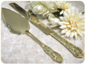 Engraved Gold Plated Cake Server Set