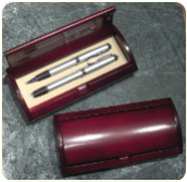 Engraved Pen Set In Mahogany Box