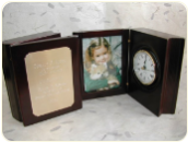Engraved Rosewood Book Clock Award With Frame