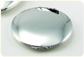 Engraved Large Silver Plated Round Compact Mirror