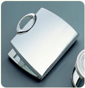 Engraved Silver Plated Purse Compact Mirror