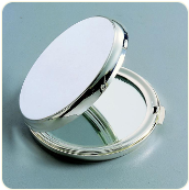 Engraved Silver Plated Compact Mirror