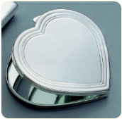 Engraved Silver Plated Silhouette Heart Compact Mirror