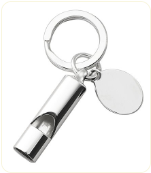 Engraved Silver Whistle Key Chain
