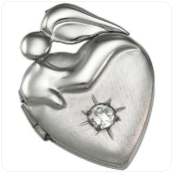 Engraved Sterling Silver Mother's Devotion Locket with Cubic Zirconia
