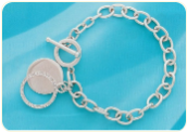 Sterling Silver Diamond Round Tag Bracelet