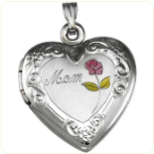 Engraved Sterling Silver Heart-Shaped Mom Locket