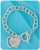 Sterling Silver Diamond Heart Tag Bracelet