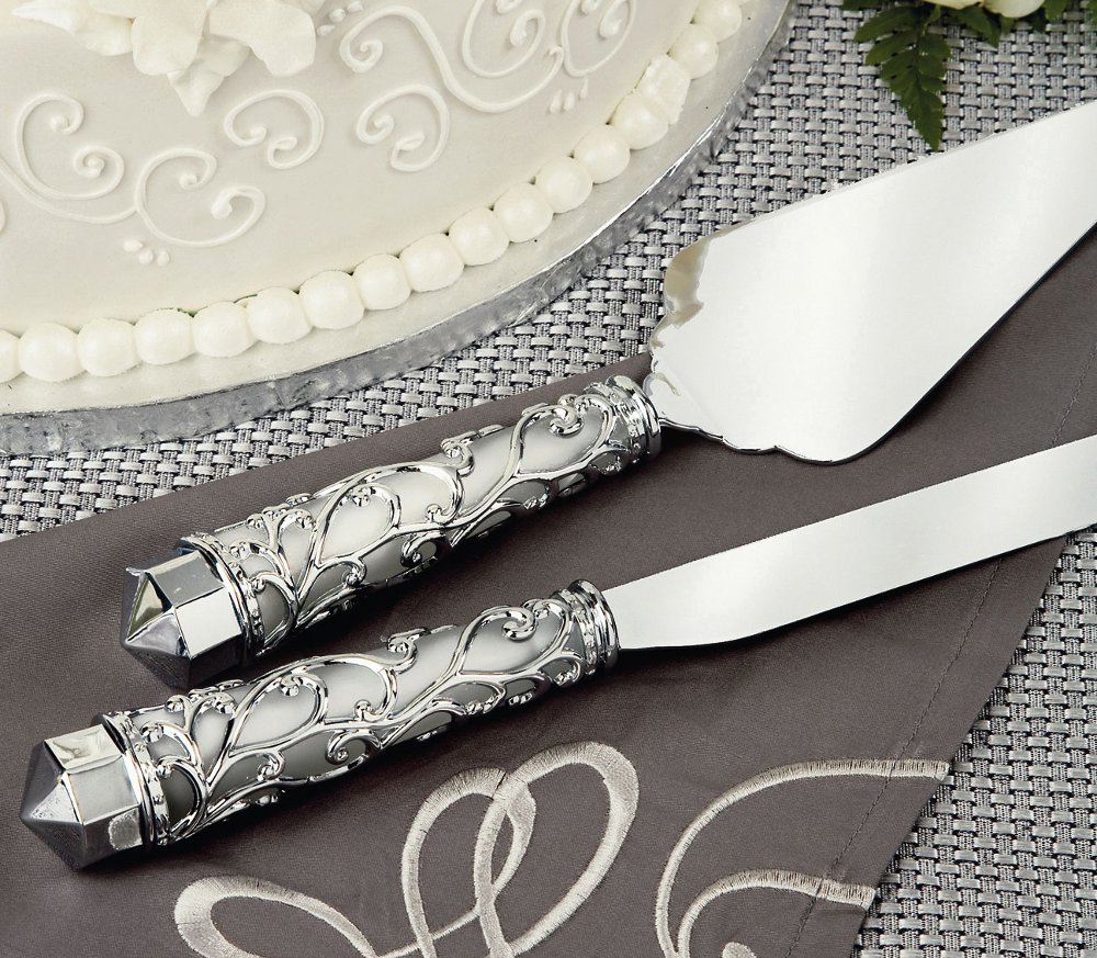 Fall wedding knife and cake server set